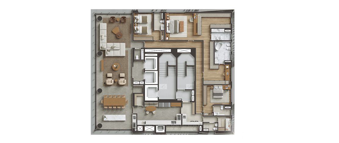 Apartamento Opção Cozinha Ampliada | 3 Suítes | 318 m²