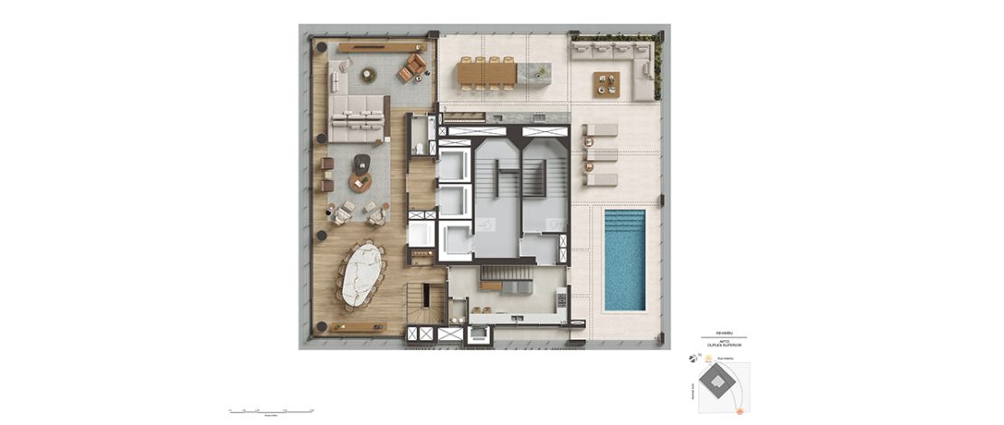 626 m² | 5 Suítes | Planta Duplex | Piso Superior