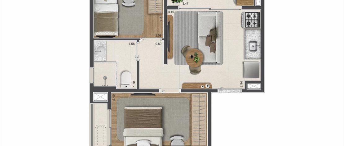 39m² | 2 Dorms.