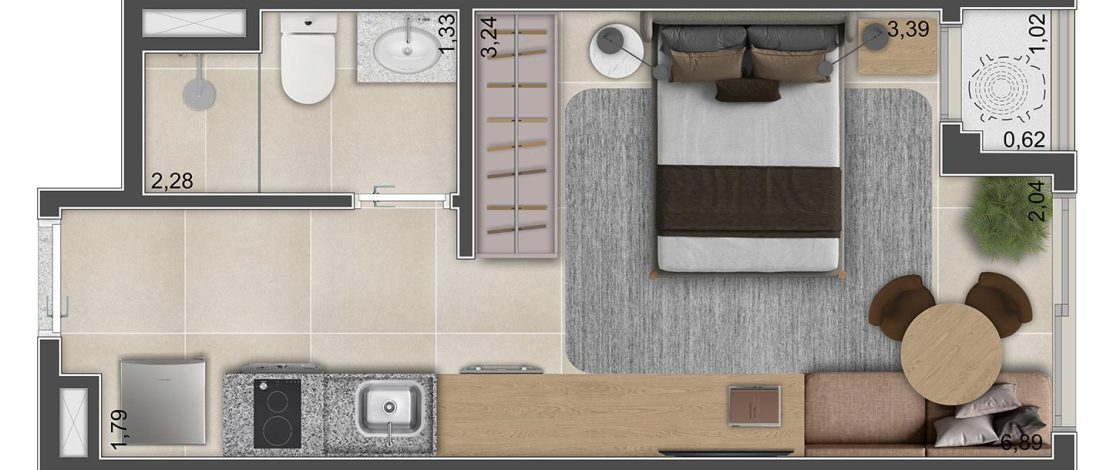 Studio de 24m²