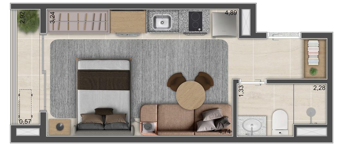 Studio de 26m²