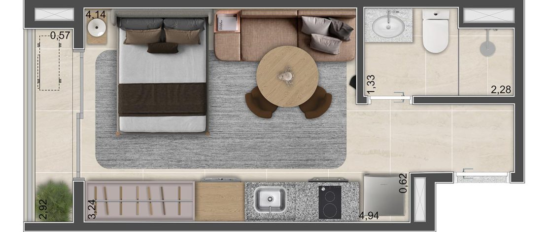 Studio de 24m²